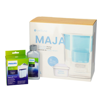 Dzbanek Seltino MAJA 4L +  Filtr Philips Saeco CA6903 +  Odkamieniacz CA6700 250ml