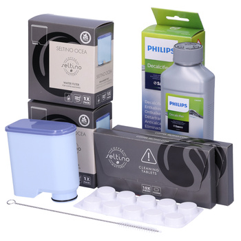 ZESTAW: 2x Seltino Ocea + 2x tabletki czyszczące Seltino Clean + odkamieniacz Philips CA6700 + szczoteczka