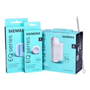 ZESTAW: 3x Filtr Brita Intenza Siemens TZ70003 + tabletki odkamieniające TZ80002 + tabletki czyszczące TZ80001 + szczoteczka