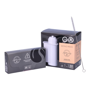 ZESTAW: Filtr do ekspresu Siemens Bosch, Seltino Primo 3pack - zamiennik dla BRITA Intenza TZ70003 + tabletki odkamieniające Seltino Calc + szczoteczka