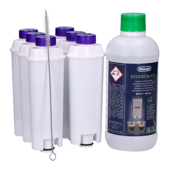 ZESTAW: 6x filtr Spitze Ellipse zamiennik do DLS C002 + Delonghi EcoDecalk 500ml