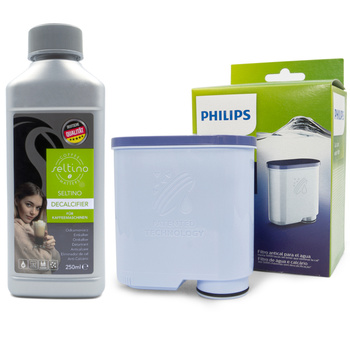 ZESTAW: Filtr Philips Saeco CA6903 AquaClean, oryginalny + odkamieniacz Seltino Decalcifier 250ml